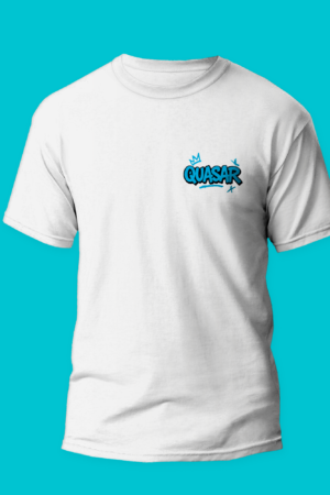 camiseta quasar store blanca merchandising oficial